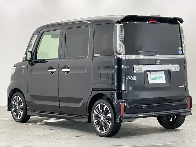 マツダ フレアワゴン カスタムスタイル ハイブリッド XS 栃木県 2020(令2)年 3.6万km ブルーイッシュブラックパール3 ディスプレイオーディオ/（CD/Bluetooth/USB/AppleCarplay/Android）/バックカメラ/コーナーセンサー/両側パワースライドドア/ハーフレザーシート/運転席シートヒーター/禁煙車/オートライト/LEDヘッドライト/横滑り防止装置/フォグランプ/スマートキー/プッシュスタート/アイドリングストップ/純正アルミホイール/純正フロアマット
