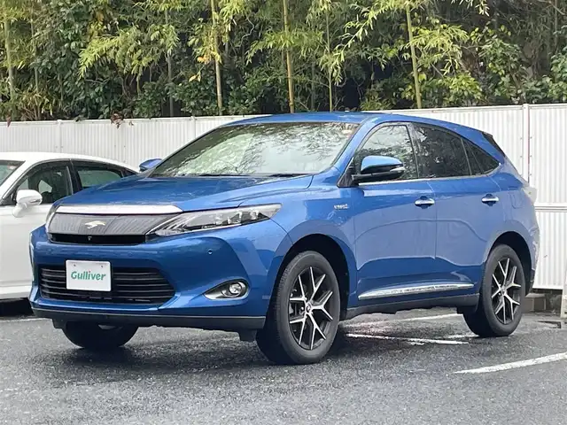 トヨタ ハリアー ハイブリッド 茨城県 2016(平28)年 2.5万km コバルトブルーメタリック 純正ナビ/フルセグＴＶ/アラウンドビューモニター/クルーズコントロール/ビルトインＥＴＣ/パワーバックドア/前席パワーシート/メモリシート/前席シートヒーター/コーナーセンサー/衝突被害軽減ブレーキ/レーンキープアシスト