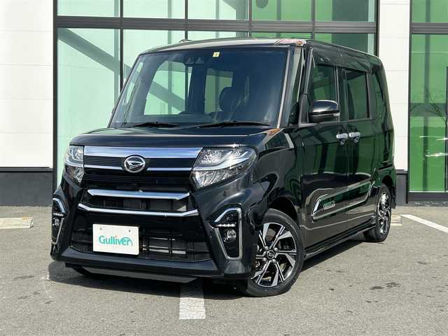 ダイハツ タント カスタム X スタイルセレクション 和歌山県 2022(令4)年 1.6万km ブラックマイカメタリック 社外SDナビ/フルセグTV/Bluetooth/バックカメラ/両側パワースライドドア/ハーフレザーシート/前席シートヒーター/衝突軽減ブレーキ/レーンキープアシスト/コーナーセンサー/オートマチックハイビーム/オートライト/シーケンシャルウィンカー/アイドリングストップ/LEDライト/LEDフォグランプ/ビルドインETC/プッシュスタート/マット・バイザー