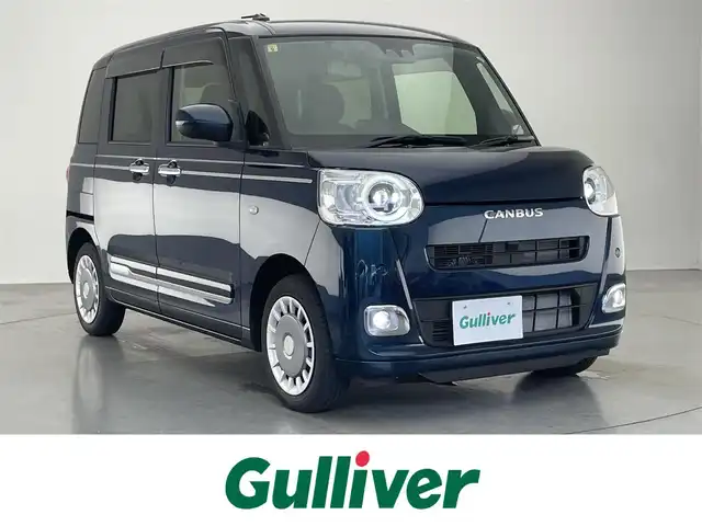 ダイハツ ムーヴ キャンバス セオリー G 愛知県 2023(令5)年 0.3万km レーザーブルークリスタルシャイン 両側パワースライドドア　スマートアシストIII　衝突軽減ブレーキ　車線逸脱警報　コーナーセンサー　踏み間違い防止装置　ＬＥＤオートライト　シートヒーター　電動パーキングブレーキ　フォグ　バックカメラ　禁煙