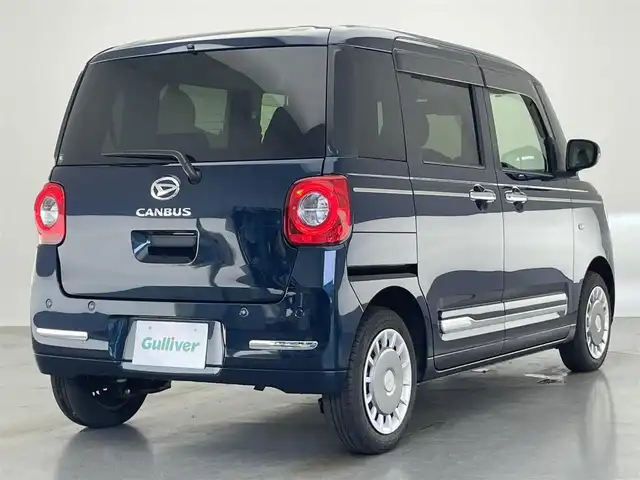 ダイハツ ムーヴ キャンバス セオリー G 愛知県 2023(令5)年 0.3万km レーザーブルークリスタルシャイン 両側パワースライドドア　スマートアシストIII　衝突軽減ブレーキ　車線逸脱警報　コーナーセンサー　踏み間違い防止装置　ＬＥＤオートライト　シートヒーター　電動パーキングブレーキ　フォグ　バックカメラ　禁煙