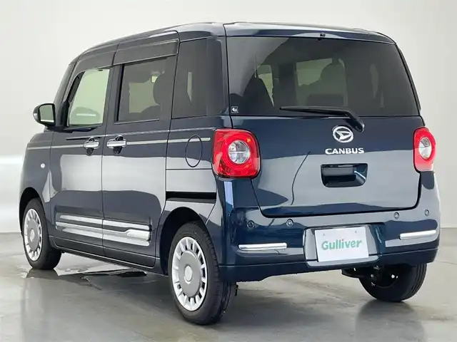 ダイハツ ムーヴ キャンバス セオリー G 愛知県 2023(令5)年 0.3万km レーザーブルークリスタルシャイン 両側パワースライドドア　スマートアシストIII　衝突軽減ブレーキ　車線逸脱警報　コーナーセンサー　踏み間違い防止装置　ＬＥＤオートライト　シートヒーター　電動パーキングブレーキ　フォグ　バックカメラ　禁煙