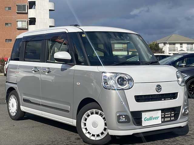 ダイハツ ムーヴ キャンバス ストライプス G 山口県 2023(令5)年 2.3万km シャイニングホワイトパール/スムーズグレーマイカメタリック 純正ディスプレイオーディオ/（USB/HDMI/Bluetooth/AppleCarPlay/androidauto）/全方位カメラ/電動パーキング/シートヒーター（D/N）/両側パワースライドドア/オートライト/オートライトハイビーム/オートブレーキホールド/ワイヤレス充電/温ドリンクホルダー/レザーシートカバー/ドライブレコーダー/ETC/アイドリングストップ