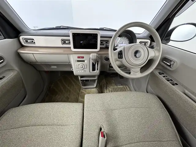 スズキ ラパン X 道央・札幌 2016(平28)年 0.9万km シフォンアイボリーメタリック ・ワンオーナー/・4WD/・衝突軽減ブレーキ/・純正メモリーナビ/　CD/DVD/USB/Bｔ/AUX/フルセグ/・全方位モニター/・アイドリングストップ/・LEDヘッドライト/・オートライト/・シートヒーター（D/N）/・ドアバイザー/・プッシュスタート/・スマートキー/・純正14インチAW/・ステアリングリモコン/・保証書、取説（有）/・スペアキーｘ１/・社外前後ドライブレコーダー/・スタッドレス社外AW積込（155/65R14）
