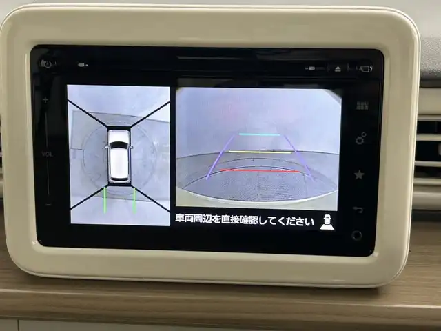 スズキ ラパン X 道央・札幌 2016(平28)年 0.9万km シフォンアイボリーメタリック ・ワンオーナー/・4WD/・衝突軽減ブレーキ/・純正メモリーナビ/　CD/DVD/USB/Bｔ/AUX/フルセグ/・全方位モニター/・アイドリングストップ/・LEDヘッドライト/・オートライト/・シートヒーター（D/N）/・ドアバイザー/・プッシュスタート/・スマートキー/・純正14インチAW/・ステアリングリモコン/・保証書、取説（有）/・スペアキーｘ１/・社外前後ドライブレコーダー/・スタッドレス社外AW積込（155/65R14）