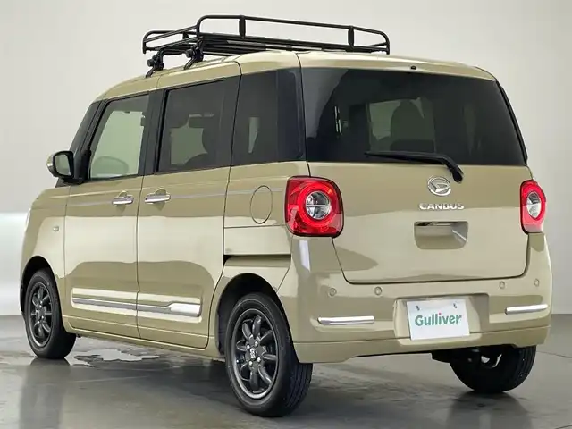 ダイハツ ムーヴ キャンバス セオリー G 愛知県 2022(令4)年 2万km サンドベージュメタリック 社外ナビ　純正ルーフキャリア　全方位カメラ　禁煙　フルセグＴＶ　シートヒーター　ＭＩＮＩＬＩＴＥホイール　ＤＶＤ再生　前後ドラレコ　両側パワスラ　スマートアシストIII　衝突軽減　オートハイビーム　フォグ　LEDオートライト　プッシュスタート　スマートキー　レーンキープ　Bluetooth　アイドリングストップ　カーテンエアバッグ　