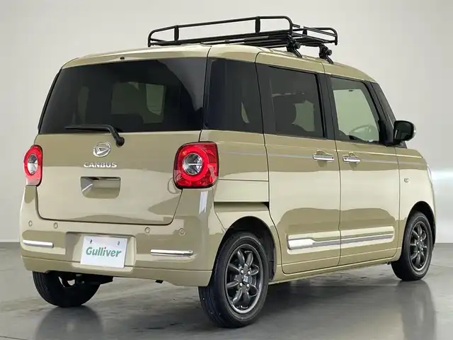 ダイハツ ムーヴ キャンバス セオリー G 愛知県 2022(令4)年 2万km サンドベージュメタリック 社外ナビ　純正ルーフキャリア　全方位カメラ　禁煙　フルセグＴＶ　シートヒーター　ＭＩＮＩＬＩＴＥホイール　ＤＶＤ再生　前後ドラレコ　両側パワスラ　スマートアシストIII　衝突軽減　オートハイビーム　フォグ　LEDオートライト　プッシュスタート　スマートキー　レーンキープ　Bluetooth　アイドリングストップ　カーテンエアバッグ　