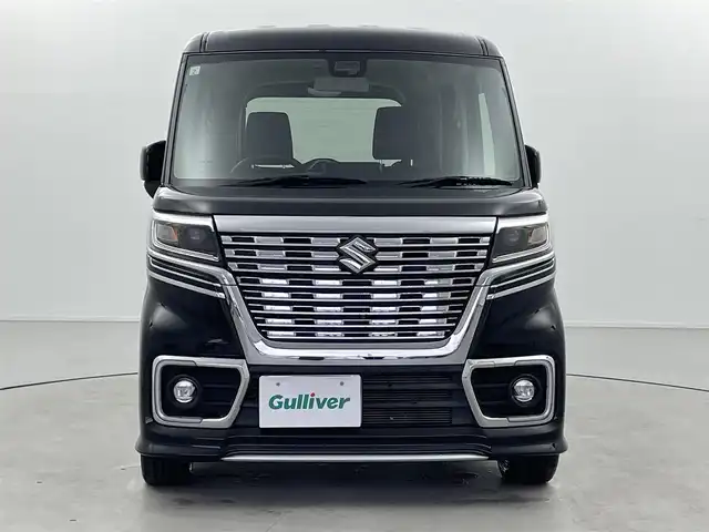 スズキ スペーシア カスタム HYBRID XS ターボ 福井県 2019(平31)年 3.8万km ブルーイッシュブラックパール3 純正8インチナビ/型式：CN-RZ843/【AM/FM/CD/Bluetooth/フルセグTV】/バックカメラ/ETC/両側電動スライドドア/アイドリングストップ/オートライト/LEDヘッドライド/プッシュスタート/スマートキー/衝突軽減ブレーキ/クルーズコントロール