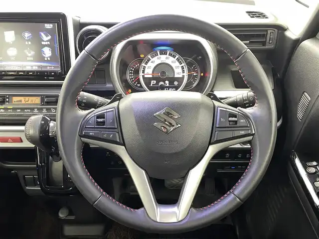 スズキ スペーシア カスタム HYBRID XS ターボ 福井県 2019(平31)年 3.8万km ブルーイッシュブラックパール3 純正8インチナビ/型式：CN-RZ843/【AM/FM/CD/Bluetooth/フルセグTV】/バックカメラ/ETC/両側電動スライドドア/アイドリングストップ/オートライト/LEDヘッドライド/プッシュスタート/スマートキー/衝突軽減ブレーキ/クルーズコントロール