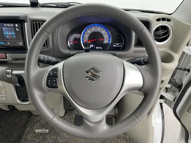 スズキ エブリィ ワゴン PZターボ スペシャル 富山県 2022(令4)年 3.1万km パールホワイト 4WD/純正DA（AM/FM/CD/DVD/USB/BT）/バックカメラ/IC付きターボ/両側パワースライドドア/助手席側オートステップ/デュアルカメラブレーキサポート/レーンキープアシスト/オートマチックハイビーム/コーナーセンサー/ETC/社外14インチAW/革調シートカバー取付/D席シートヒーター/スマートキー×２/プッシュスタート/純正フロアマット/荷室マット/アイドリングストップ