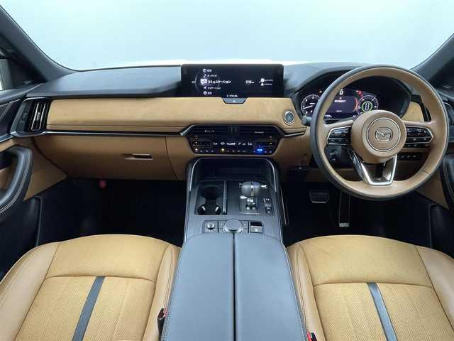 マツダ ＣＸ－６０ XD HV プレミアムスポーツ 福井県 2022(令4)年 1.8万km ロジウムホワイトプレミアムメタリック 純正ナビ　/(Bluetooth/HDMI/USB/AM/FM)/地デジフルセグ/i-ACTIVSENSE/サンルーフ/ETC/レーダークルーズコントロール/バックカメラ/アラウンドビューモニター/パワーバックドア/ステアリングリモコン/シートメモリー機能/前席シートヒーター・ベンチレーション/後席シートヒーター/ステアリングヒーター/プッシュスタート/ドライブモードセレクト/アイドリングストップ/電子パーキングシステム/オートブレーキホールド/BOSEプレミアムサウンド/ブラインドスポットモニター/純正20インチアルミホイール/ヘッドライトウォッシャー/ウィンカーミラー/オートHIDヘッドライト/オートマチックハイビーム/本革巻きステアリング/AC100V/純正ドアバイザー/純正フロアマット/レザーシート/トノカバー/ダブル・サイド・エアバッグ