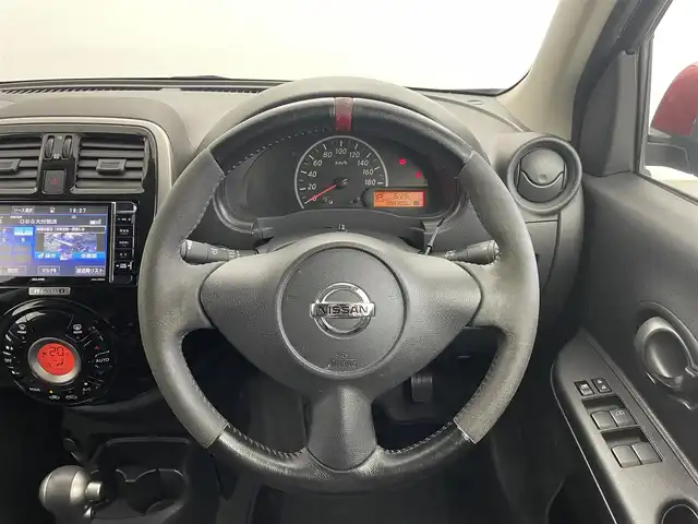 日産 マーチ ニスモ 大分県 2016(平28)年 10.9万km ピュアブラック 社外ナビ/（ＣＤ/フルセグ/DVD/Bluetooth）/ETC/純正１６インチＡＷ/革巻きステアリング/プッシュスタート/スマートキー/オートライト/ヘッドライトレベライザー/オートエアコン/オートリトラミラー/取扱説明書