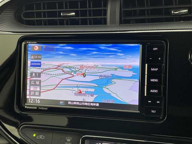 トヨタ アクア S スタイルブラック 岡山県 2018(平30)年 11.3万km ダークブルーマイカ プリクラッシュセーフティー/レーンキープアシスト/社外SDナビゲーション/(CD/DVD/SD/BT/USB/デジタルTV)/バックモニター/ビルトインETC/社外ドライブレコーダー前方/LEDヘッド＆フォグランプ