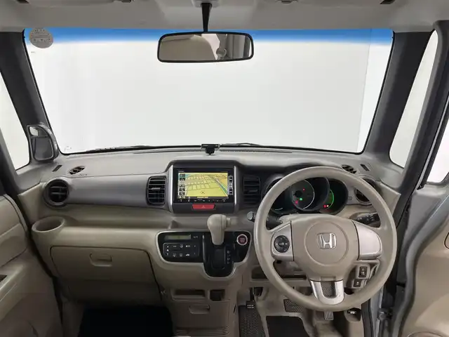 ホンダ Ｎ ＢＯＸ G Lパッケージ 群馬県 2012(平24)年 8.3万km クールミストメタリック 純正７インチナビ　バックカメラ　片側パワースライドドア　ヘッドライトレベライザー　ベンチシート　横滑り防止装置　オートエアコン　スマートキー　プッシュスタート　電動格納ミラー　ＡＢＳ　禁煙車