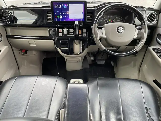 スズキ エブリィ ワゴン PZターボ 長崎県 2013(平25)年 11.7万km ブルーイッシュブラックパール3 社外ディスプレイオーディオ/シートヒーター/左パワースライドドア/社外ハンドル/ETC/シートカバー/ドライブレコーダー