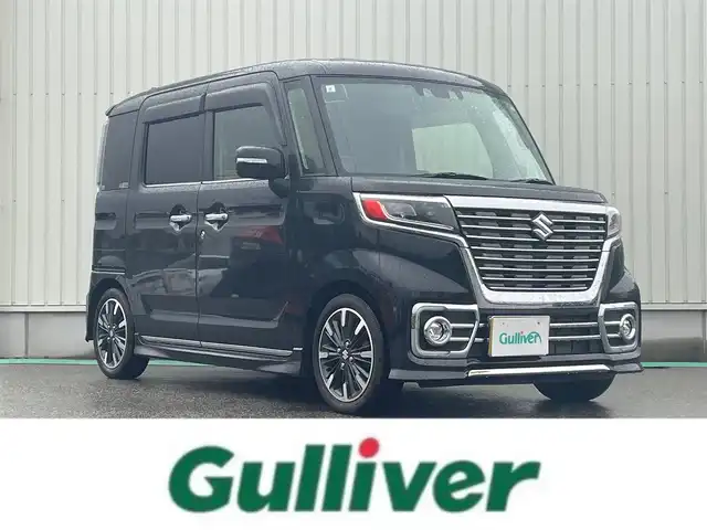 スズキ スペーシア カスタム HYBRID XS 富山県 2021(令3)年 1.7万km ブルーイッシュブラックパール3 ４ＷＤ／/社外ナビ／/フルセグＴＶ／/Ｂｌｕｅｔｏｏｔｈ／/ＤＶＤ再生／/バックカメラ／/両側パワースライドドア／/ハーフレザー／/シートヒーター／/レーダークルコン／/社外マフラー／/コーナーセンサー／/衝突軽減ブレーキ