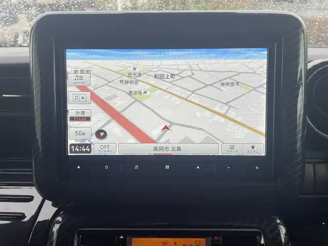 スズキ スペーシア カスタム HYBRID XS 富山県 2021(令3)年 1.7万km ブルーイッシュブラックパール3 ４ＷＤ／/社外ナビ／/フルセグＴＶ／/Ｂｌｕｅｔｏｏｔｈ／/ＤＶＤ再生／/バックカメラ／/両側パワースライドドア／/ハーフレザー／/シートヒーター／/レーダークルコン／/社外マフラー／/コーナーセンサー／/衝突軽減ブレーキ