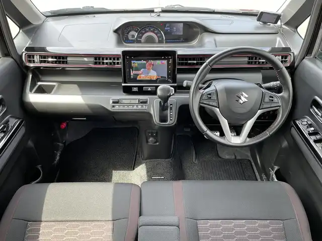 スズキ ワゴンＲ スティングレー HYBRID T 道央・札幌 2017(平29)年 10.8万km ブルーイッシュブラックパール3 登録時走行距離107772ｋｍ/　４　Ｗ　Ｄ　/寒冷地仕様/ターボ車/純正メモリナビ（CD/DVD/FM/AM/BT/USB)/フルセグ(走行中視聴可)/バックカメラ/全周囲カメラ/アイドリングストップ/ウィンカーミラー/クルーズコントロール（追従走行なし）/プッシュスタート/MTモード付AT/パドルシフト/ベンチシート/純正フロアマット/シートヒーター（運転席/助手席）/横滑り防止装置/レーンキープアシスト/盗難防止装置/オートライト/オートマチックハイビーム/衝突軽減ブレーキ/フォグランプ/ステアリングスイッチ/革巻きステアリング/イルミネーションコントロール/ヘッドアップディスプレイ/電動格納ミラー/積込夏タイヤ（純正AW/165/55/R15/21年製/溝4ｍｍ）