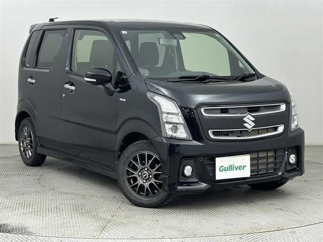 スズキ ワゴンＲ スティングレー HYBRID T 道央・札幌 2017(平29)年 10.8万km ブルーイッシュブラックパール3 ・ワンオーナー/・4WD/・ターボ車/・純正ナビ/　CD/DVD/BT/フルセグ/・全方位カメラ/・衝突軽減ブレーキ/・レーンアシスト/・横滑り防止/・クルーズコントロール/・ヘッドアップディスプレイ/・アイドリングストップ/・革巻きステアリング/・パドルシフト/・ステアリングスイッチ/・運転席/助手席シートヒーター/・オートライト/・フォグランプ/・電動格納ウィンカーミラー/・取説・保証書あり