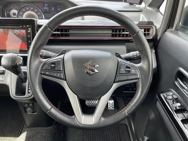 スズキ ワゴンＲ スティングレー HYBRID T 道央・札幌 2017(平29)年 10.8万km ブルーイッシュブラックパール3 登録時走行距離107772ｋｍ/　４　Ｗ　Ｄ　/寒冷地仕様/ターボ車/純正メモリナビ（CD/DVD/FM/AM/BT/USB)/フルセグ(走行中視聴可)/バックカメラ/全周囲カメラ/アイドリングストップ/ウィンカーミラー/クルーズコントロール（追従走行なし）/プッシュスタート/MTモード付AT/パドルシフト/ベンチシート/純正フロアマット/シートヒーター（運転席/助手席）/横滑り防止装置/レーンキープアシスト/盗難防止装置/オートライト/オートマチックハイビーム/衝突軽減ブレーキ/フォグランプ/ステアリングスイッチ/革巻きステアリング/イルミネーションコントロール/ヘッドアップディスプレイ/電動格納ミラー/積込夏タイヤ（純正AW/165/55/R15/21年製/溝4ｍｍ）