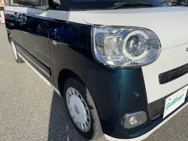 ダイハツ ムーヴ キャンバス ストライプス G 石川県 2023(令5)年 2.7万km シャイニングホワイトパール/レーザーブルークリスタルシャイン 純正メモリーナビ/純正CD/DVD/フルセグTV/バックカメラ/LEDヘッドライト/両側パワースライドドア/ETC/スマートアシスト/オートブレーキホールド/コーナーセンサー/スマートキー/プッシュスタート/電動ミラー/保証書