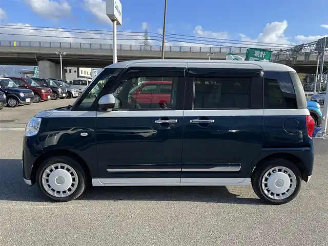 ダイハツ ムーヴ キャンバス ストライプス G 石川県 2023(令5)年 2.7万km シャイニングホワイトパール/レーザーブルークリスタルシャイン 純正メモリーナビ/純正CD/DVD/フルセグTV/バックカメラ/LEDヘッドライト/両側パワースライドドア/ETC/スマートアシスト/オートブレーキホールド/コーナーセンサー/スマートキー/プッシュスタート/電動ミラー/保証書