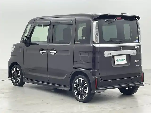 スズキ スペーシア カスタム HYBRID XS 福岡県 2018(平30)年 4.3万km ムーンライトバイオレットPM 純正メモリーナビ（CD/DVD/BT）/フルセグテレビ/ビルトインＥＴＣ/両側パワースライドドア/LEDヘッドライト/フォグライト/ハーフレザーシート/運転席シートヒーター/衝突被害軽減ブレーキ/レーンキープアシスト/コーナーセンサー/オートライト/アイドリングストップ/プッシュスタートエンジンボタン/前方ドライブレコーダー/電動格納ドアミラー/シートバックテーブル