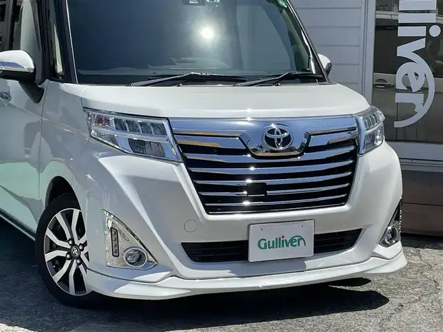 トヨタ ルーミー カスタムG－T 神奈川県 2018(平30)年 7.7万km パールホワイトⅢ 純正メモリナビ/　（CD・Bluetooth）/フルセグTV/両側パワースライドドア/バックカメラ/プリクラッシュセーフティ/前席シートヒーター/アイドリングストップ/ビルトインETC/LEDヘッドライト/スマートキー×2/保証書/取扱説明書