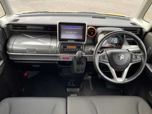 スズキ スペーシア ギア HYBRID XZターボ 新潟県 2021(令3)年 4.6万km アクティブイエロー/ガンメタリック2トーン ワンオーナー/4ＷＤ/純正SDナビ/フルセグＴＶ・Bluetooth接続・CD/ＤＶＤ再生/全方位カメラ/バックカメラ/パーキングセンサー/レーンキープ/クルーズコントロール/両側電動ドア/シートヒーター/ルーフレール/ＬＥＤヘッドライト/ＬＥＤフォグランプ/プッシュスタート