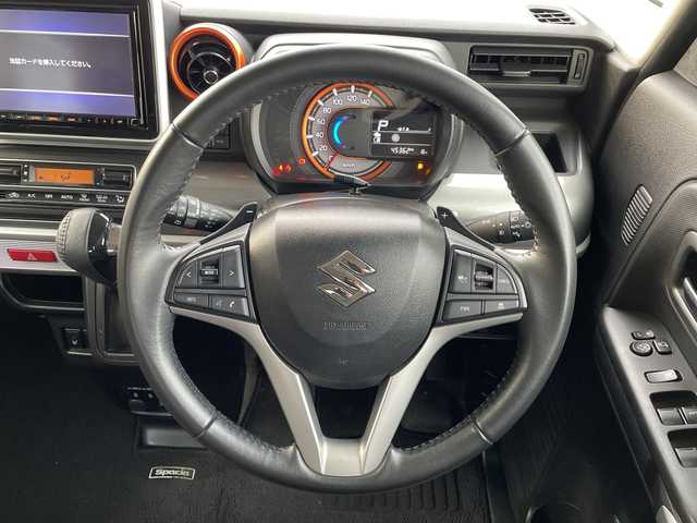 スズキ スペーシア ギア HYBRID XZターボ 新潟県 2021(令3)年 4.6万km アクティブイエロー/ガンメタリック2トーン ワンオーナー/4ＷＤ/純正SDナビ/フルセグＴＶ・Bluetooth接続・CD/ＤＶＤ再生/全方位カメラ/バックカメラ/パーキングセンサー/レーンキープ/クルーズコントロール/両側電動ドア/シートヒーター/ルーフレール/ＬＥＤヘッドライト/ＬＥＤフォグランプ/プッシュスタート