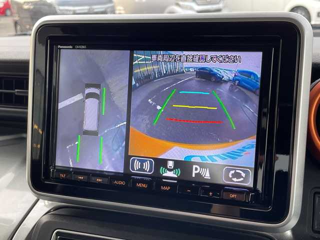 スズキ スペーシア ギア HYBRID XZターボ 新潟県 2021(令3)年 4.6万km アクティブイエロー/ガンメタリック2トーン ワンオーナー/4ＷＤ/純正SDナビ/フルセグＴＶ・Bluetooth接続・CD/ＤＶＤ再生/全方位カメラ/バックカメラ/パーキングセンサー/レーンキープ/クルーズコントロール/両側電動ドア/シートヒーター/ルーフレール/ＬＥＤヘッドライト/ＬＥＤフォグランプ/プッシュスタート