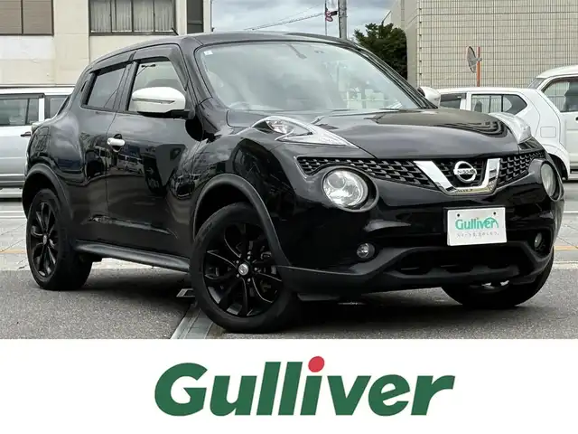 日産 ジューク 15RX パーソナライゼーション 三重県 2015(平27)年 9万km スーパーブラック ♪ワンオーナー /インテリジェントキー/プッシュスタート/アイドリングストップ/純正ナビ/・AUX・CD・SD録音/・USB・フルセグ/・DVD再生/・Bluetoothオーディオ/・バックカメラ/ドライブレコーダー/純正17インチAW/フォグライト/オートライト/ウィンカーミラー/オートリトラクタブルミラー/ヘッドライトレベライザー/プライバシーガラス/フロアマット/ドアバイザー/ETC