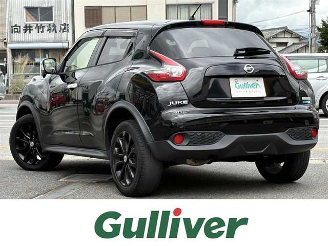 日産 ジューク 15RX パーソナライゼーション 三重県 2015(平27)年 9万km スーパーブラック ♪ワンオーナー /インテリジェントキー/プッシュスタート/アイドリングストップ/純正ナビ/・AUX・CD・SD録音/・USB・フルセグ/・DVD再生/・Bluetoothオーディオ/・バックカメラ/ドライブレコーダー/純正17インチAW/フォグライト/オートライト/ウィンカーミラー/オートリトラクタブルミラー/ヘッドライトレベライザー/プライバシーガラス/フロアマット/ドアバイザー/ETC
