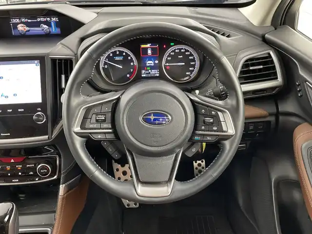 スバル フォレスター ハイブリッド アドバンス 愛知県 2021(令3)年 3.4万km クリスタルブラックシリカ 禁煙車/４WD/純正8インチナビ/（CD/DVD/Bluetooth/フルセグTV/HDMI)/サイド・フロントカメラ/デジタルインナーミラー/アイサイト/プリクラッシュセーフティ/レーンキープアシスト/ブラインドスポットモニター/レーダークルーズコントロール/ETC/ドライブレコーダー/ナッパレザーシート/シートヒーター/メモリシート/パワーシート/ステアリングヒーター/パドルシフト/純正18インチアルミホイール/スマートキー/プッシュスタート/LEDヘッドライト/フロントフォグランプ/純正フロアマット/横滑り防止装置/ステアリングスイッチ/電動格納ミラー