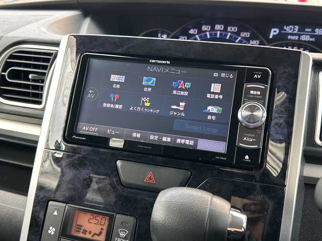 ダイハツ タント カスタム X トップED SA Ⅲ 広島県 2017(平29)年 9.7万km ブラックマイカメタリック 禁煙車/ワンオーナー/スマートアシストIII/・衝突軽減ブレーキ/・車線逸脱警報/・誤発進抑制制御/・オートハイビーム/・先行車発進お知らせ/社外ナビ（AVIC-RW800）/・フルセグ/CD/DVD/MSV/SD/Bluetooth/バックカメラ/ステアリングスイッチ/オートライト/HIDヘッドライト/フォグランプ/片側パワースライドドア/ハーフレザーシート/運転席シートヒーター/スマートキー/プッシュスタート/ETC/純正ドアバイザー/純正14インチアルミホイール車載（サマータイヤ）