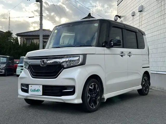 ホンダ Ｎ ＢＯＸ カスタム G EX ターボ ホンダセンシング 山形県 2017(平29)年 7.2万km プレミアムホワイトパールⅡ 純正8インチSDナビ/・フルセグ/CD/DVD/AM/FM/Bluetooth/衝突被害軽減ブレーキ/横滑り防止装置/盗難防止装置/コーナーセンサー/バックカメラ/オートライト/LEDライト/フォグランプ/スマートキー/スペアキー/両側パワースライドドア/クルーズコントロール/レーンキープアシスト/ダブルサイドエアバック/ETC/ドライブレコーダー/純正アルミホイール/シートヒーター