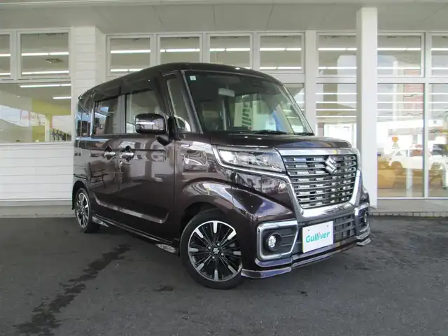スズキ スペーシア カスタム HYBRID XS ターボ 千葉県 2019(平31)年 6.6万km ムーンライトバイオレットPM 社外SDナビ、フルセグTV/バックカメラ/社外オーディオ【BD/DVD/CD/BT/SD】/デュアルセンサーブレーキサポート/両側パワースライドドア/LEDヘッドライト&LEDフォグランプ/クルーズコントロール/車線逸脱防止警報装置/パドルシフト付き革巻きステアリング/ナビ連動ステアリングスイッチ/ナビ連動前方ドライブレコーダー/リアコーナーセンサー/運転席シートヒーター/ETC/スペアキー/取扱説明書/ナビ取扱説明書/新車時保証書/整備記録簿(R2/R3/R6)