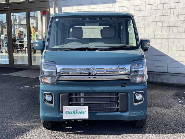 スズキ エブリィ ワゴン PZターボ 大分県 2024(令6)年 0.6万km デニムブルーメタリック ターボ/純正ディスプレイオーディオ 【BTオーディオ/USB】/バックカメラ/左後パワースライドドア/純正14インチアルミホイール/衝突被害軽減システム/前後2カメラドライブレコーダー/リアクリアランスソナー/レーンアシスト/ETC/シートヒーター/充電用USBソケット （Cタイプ）/LEDヘッドライト/フォグランプ/オートライト/ヘッドライトレベライザー/レザーステアリング/ステアリングリモコン/チルトステアリング/ウインカーミラー/横滑り防止装置/アイドリングストップ/エンジンプッシュスタート/ドアバイザー/フロアマット/電動格納ミラー/Wエアバッグ/ABS/スマートキー×2/保証書/車両取説/オーディオ取説