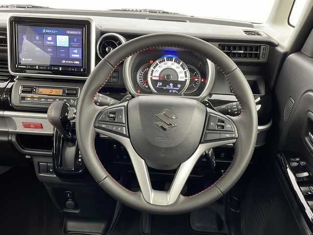 スズキ スペーシア カスタム HYBRID XS ターボ 新潟県 2019(令1)年 1.8万km ピュアホワイトP デュアルセンサーブレーキサポート/社外メモリナビ/　CD/DVD/BT/フルセグ/全周囲カメラ/両側パワースライドドア/クルーズコントロール/LEDオートライト/ハーフレザーシート/純正アルミホイール/パドルシフト/フォグランプ/電格ミラー/ウィンカーミラー/スマートキー/ETC