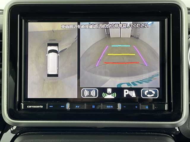 スズキ スペーシア カスタム HYBRID XS ターボ 新潟県 2019(令1)年 1.8万km ピュアホワイトP デュアルセンサーブレーキサポート/社外メモリナビ/　CD/DVD/BT/フルセグ/全周囲カメラ/両側パワースライドドア/クルーズコントロール/LEDオートライト/ハーフレザーシート/純正アルミホイール/パドルシフト/フォグランプ/電格ミラー/ウィンカーミラー/スマートキー/ETC