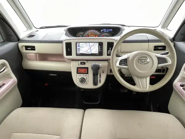 ダイハツ ムーヴ キャンバス G メイクアップ リミテッド　SAⅢ 熊本県 2019(平31)年 5.8万km パールホワイトⅢ/ライトローズマイカメタリックⅡ 2トーン 社外ナビCN-RE04WD（ＣＤ・ＤＶＤ・フルセグ・ＳＤ）/全周囲カメラ　/社外前方ドライブレコーダー　/ＥＴＣ　/両側パワースライドドア　/後ろのみクリアランスソナー　/アイドリングストップ　/衝突軽減ブレーキ　/レーンキープアシスト/横滑り防止/純正フロアマット/オートライト/オートマチックハイビーム/LEDヘッドライト/フォグランプ/スマートキー/プッシュスタート/スペアキー1本/保証書/取扱説明書