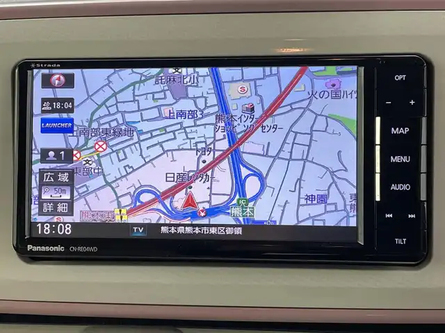 ダイハツ ムーヴ キャンバス G メイクアップ リミテッド　SAⅢ 熊本県 2019(平31)年 5.8万km パールホワイトⅢ/ライトローズマイカメタリックⅡ 2トーン 社外ナビCN-RE04WD（ＣＤ・ＤＶＤ・フルセグ・ＳＤ）/全周囲カメラ　/社外前方ドライブレコーダー　/ＥＴＣ　/両側パワースライドドア　/後ろのみクリアランスソナー　/アイドリングストップ　/衝突軽減ブレーキ　/レーンキープアシスト/横滑り防止/純正フロアマット/オートライト/オートマチックハイビーム/LEDヘッドライト/フォグランプ/スマートキー/プッシュスタート/スペアキー1本/保証書/取扱説明書