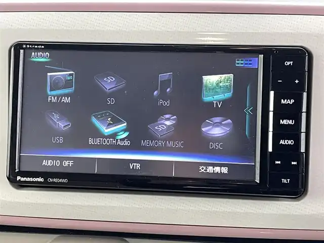 ダイハツ ムーヴ キャンバス G メイクアップ リミテッド　SAⅢ 熊本県 2019(平31)年 5.8万km パールホワイトⅢ/ライトローズマイカメタリックⅡ 2トーン 社外ナビCN-RE04WD（ＣＤ・ＤＶＤ・フルセグ・ＳＤ）/全周囲カメラ　/社外前方ドライブレコーダー　/ＥＴＣ　/両側パワースライドドア　/後ろのみクリアランスソナー　/アイドリングストップ　/衝突軽減ブレーキ　/レーンキープアシスト/横滑り防止/純正フロアマット/オートライト/オートマチックハイビーム/LEDヘッドライト/フォグランプ/スマートキー/プッシュスタート/スペアキー1本/保証書/取扱説明書