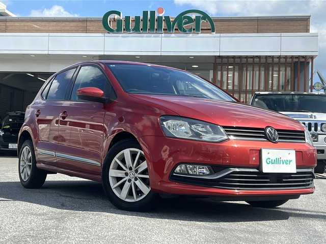 フォルクスワーゲン ポロ TSIコンフォートライン 沖縄県 2015(平27)年 5万km 赤 純正ナビ・ＴＶ・Bluetooth・CD・DVD/バックカメラ/ETC/リモコンキー/ウィンカードアミラー/純正アルミ/オートライト