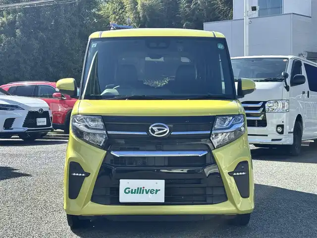 ダイハツ タント カスタム X 熊本県 2019(令1)年 5.8万km マスタードイエローマイカメタリック 純正9インチナビ（NSZN-Y69DS）/【フルセグTV/CD/DVD/Bluetooth】/バックカメラ/両側パワースライドドア/運転席ロングスライドシート/衝突軽減装置/コーナーセンサー/アイドリングストップ/純正15インチAW/前ドライブレコーダー/ビルトインETC/オートライト/電動格納ミラー/プッシュスタート/ステアリングスイッチ/フロアマット/ドアバイザー/横滑り防止/盗難防止装置/保証書/取扱説明書