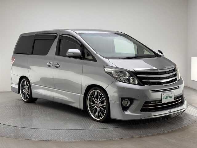 トヨタ アルファード 350S 兵庫県 2013(平25)年 10.6万km グレーM アルパイン９型HDDナビ（フルセグ/CD/DVD/BT）/バックモニター/後席モニター/コーナーセンサー/両側パワスラ/クルーズコントロール/ETC/USB/純正HIDヘッドライト/フォグライト /ダウンサス/社外テールランプ/純正フロアマット/スマートキー/社外20インチAW