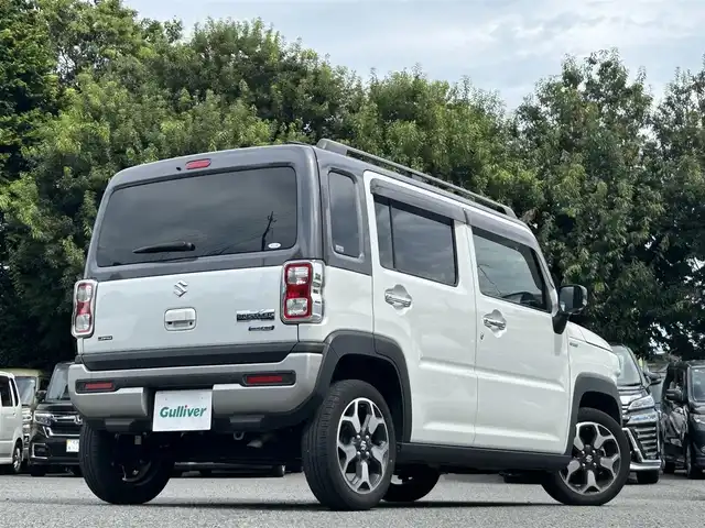 スズキ ハスラー Jスタイル ターボ 長崎県 2021(令3)年 2.7万km ピュアホワイトパール/ガンメタリック2トーン ワンオーナー/純正ナビ（9インチ）/・Bluetoothオーディオ/USBオーディオ/・Apple CarPlay/AndroidAuto/・フルセグTV/DVD/全方位モニター/セーフティサポート/・レーンキープアシスト/・アダプティブクルーズコントロール/シートヒーター（前席）/純正１５インチアルミ/LEDヘッドランプ/・オートライト/オートマチックハイビーム/J STYLEエンブレム（バックドア）/ビルトインETC/シートバックテーブル/ステアリングリモコン/スマートキー/純正シートカバー/取扱説明書/保証書/スペアキー1本