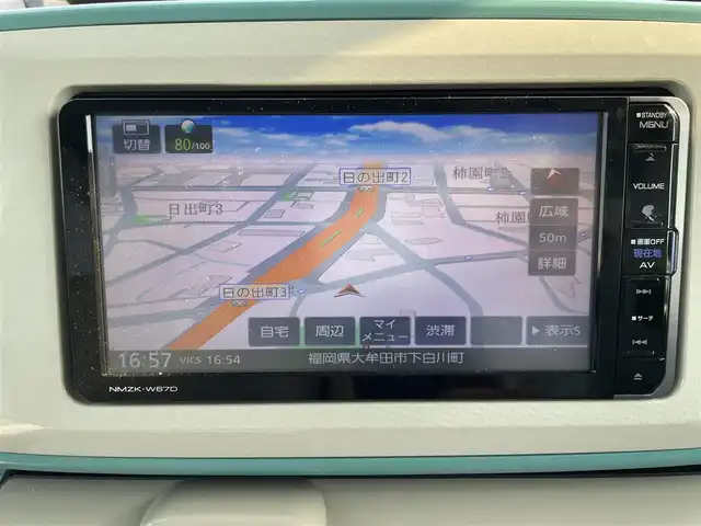 ダイハツ ムーヴ キャンバス X LTD メイクアッフ SA Ⅱ 福岡県 2016(平28)年 8.9万km パールホワイトⅢ/ファインミントメタリック 2トーン 横滑り防止/エアバッグ(W＋サイド)/盗難防止/オートライト/オートマチックハイビーム/カーテンエアバッグ/アイドリングストップ/TRC/純正SDナビ(フルセグTV、BT、CD)/純正フロアマット/両側パワスラ/ベンチシート/コーナーセンサー(後)/スマートキー
