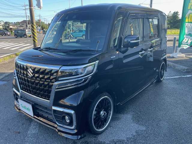 スズキ スペーシア カスタム HYBRID XS ターボ 神奈川県 2022(令4)年 1.6万km ブルーイッシュブラックパール3 保証書/取扱説明書/純正９インチナビ（パイオニア）/CD・DVD・AM・FM・BT・フルセグTV/バックカメラ/追従クルーズコントロール/衝突軽減システム/コーナーセンサー/パドルシフト/両側パワースライドドア/D席シートヒーター/カーテンエアバッグ/サイドエアバッグ/AAC/車高調