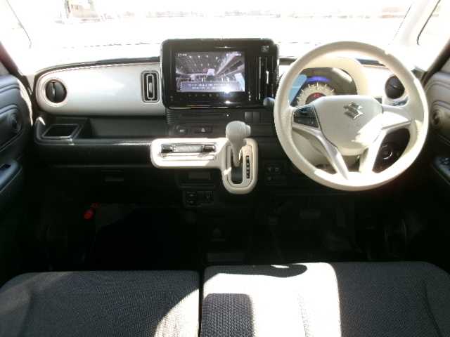 スズキ ワゴンＲ スマイル HYBRID S 岡山県 2021(令3)年 2.9万km オフブルーメタリック/ホワイト2トーン 【SUZUKI Safety Support  】/・デュアルカメラブレーキサポート/・誤発進抑制機能/・車線逸脱警報機能/・ふらつき警報機能/・先行車発進お知らせ機能/・ハイビームアシスト/・標識認識機能/・後退時ブレーキサポート/・後方誤発進抑制機能/・リヤパーキングセンサー/・全方位モニター/純正メモリーナビ/フルセグテレビ/フロント・サイド・バックカメラ/DVD再生可能/Bluetooth/USB/スマートキー2個/運転席シートヒーター/両側パワースライドドア/社外フロアマット/社外ドライブレコーダー（フロント・リア）/リアソナー/オートライト